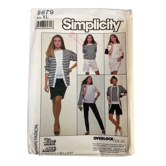Simplicity Other - 80s Simplicity 8679 Sewing Pattern Misses XL Cardigan Pant Short Top & Skirt VTG